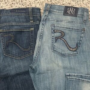 2 for 1 Rock & Republic Women's Dark and Light Blue Jeans